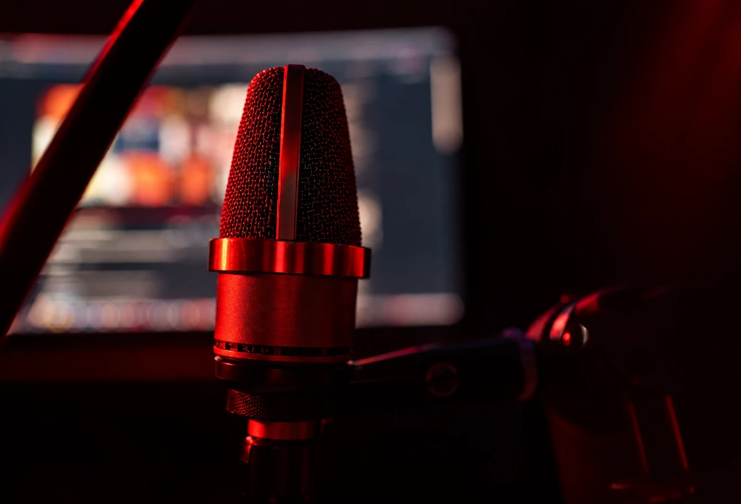 Vocal microphone in front of the monitor